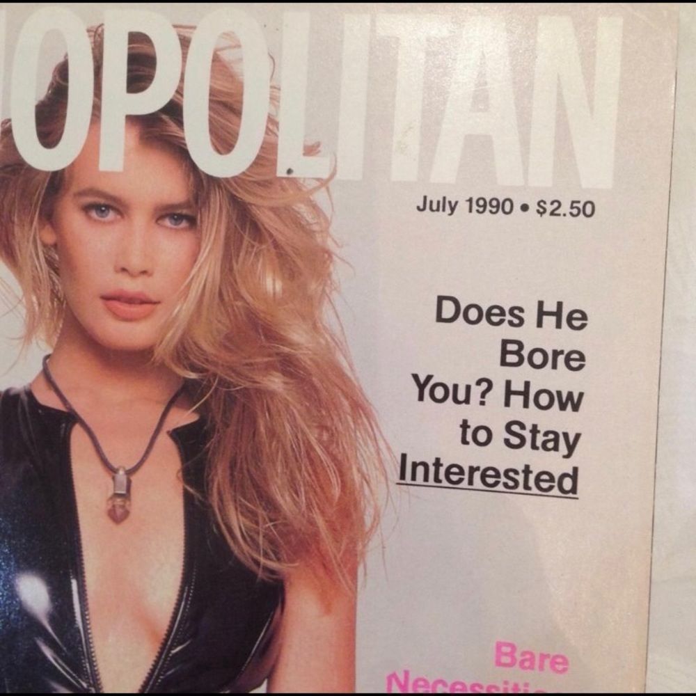 Vintage July 1990 Cosmopolitan Magazine Claudia Schiffer Cover